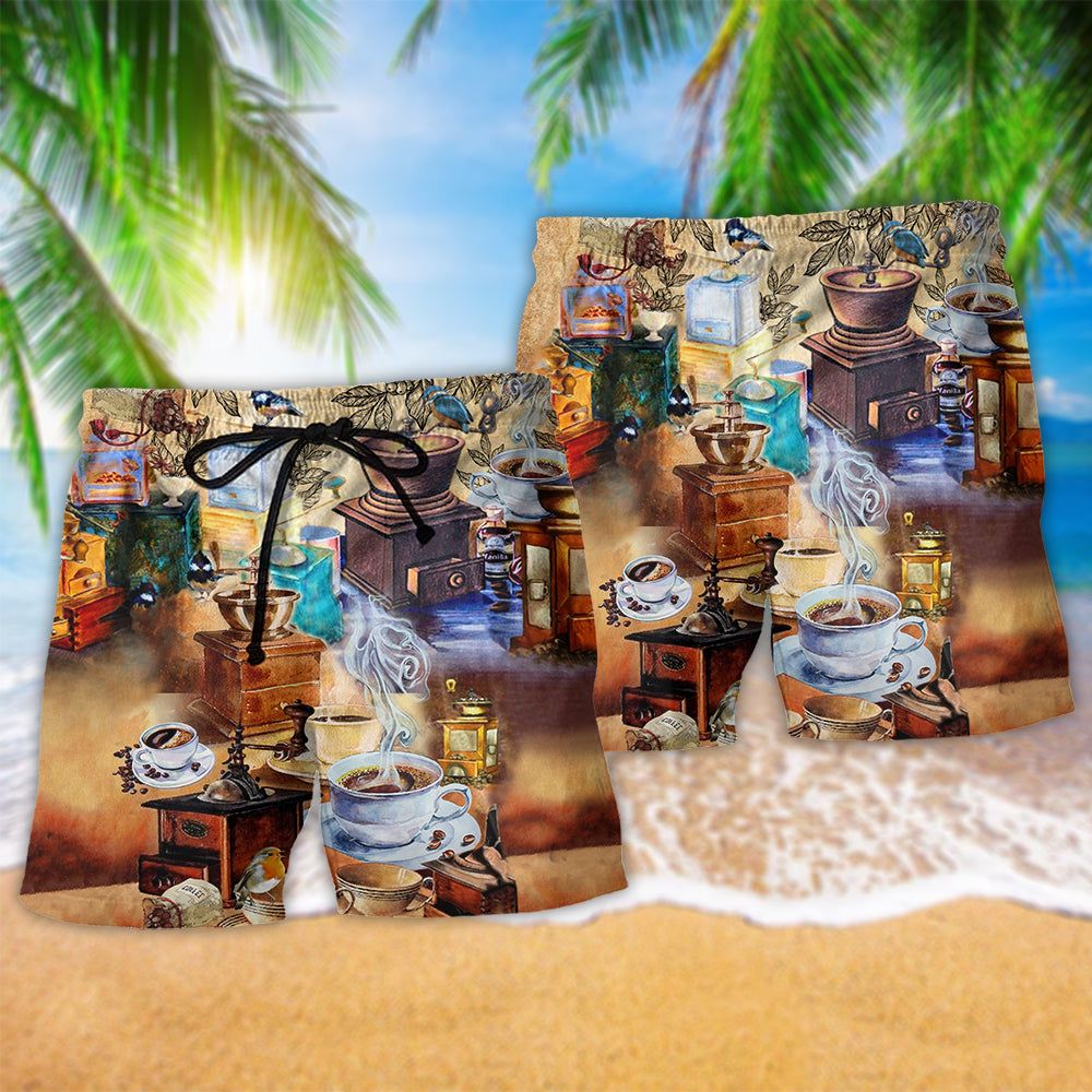 Coffee Good Is A Pleasure Retro Trendy Aloha Hawaiian Beach Shorts