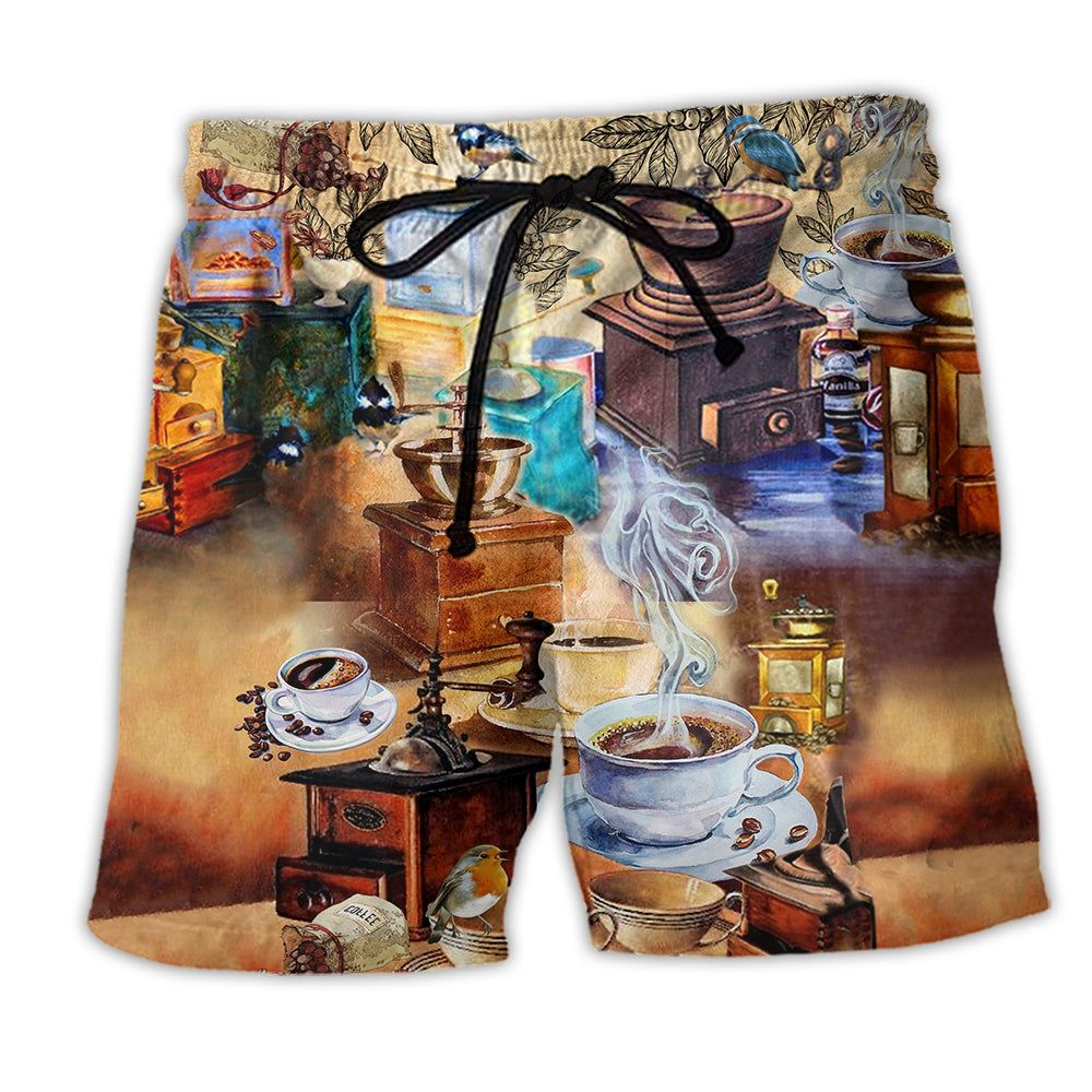 Coffee Good Is A Pleasure Retro Trendy Aloha Hawaiian Beach Shorts Coffee Good Is A Pleasure Retro Trendy Aloha Hawaiian Beach Shorts
