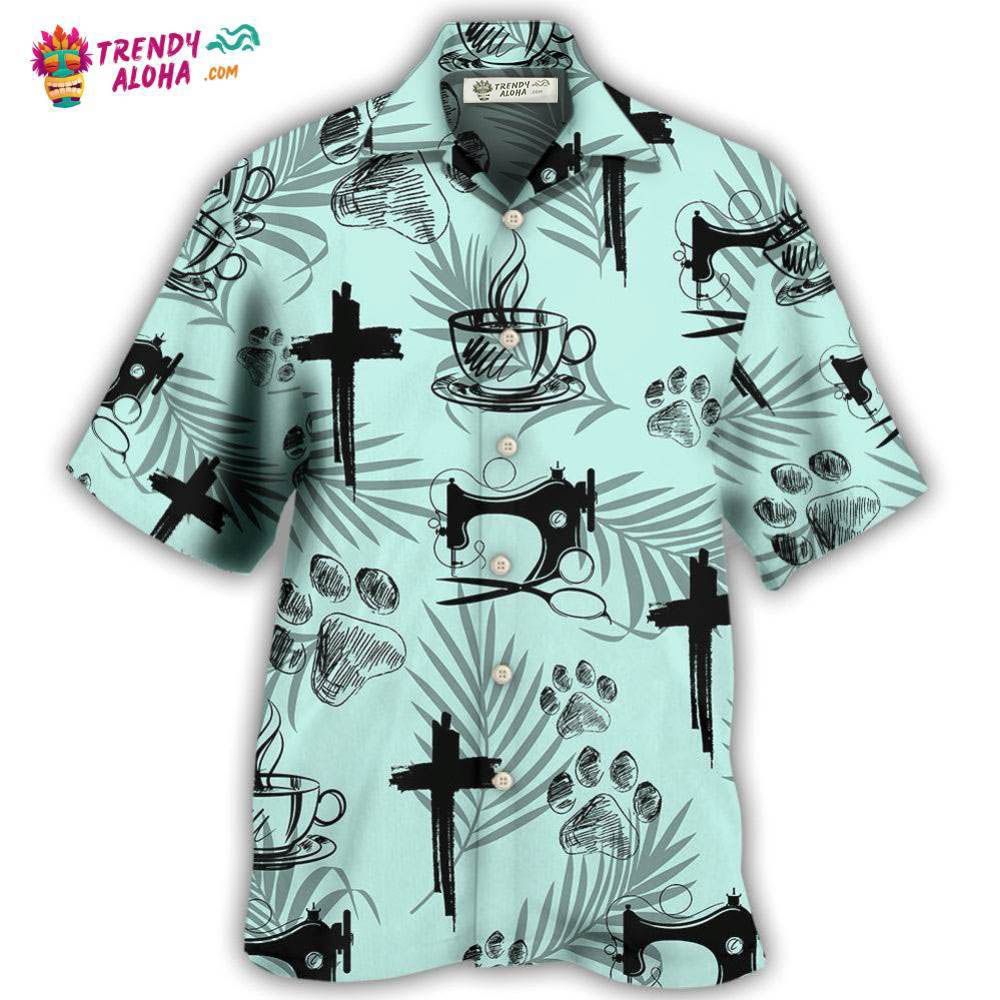Coffee Jesus Dog Coffee Sewing Lover Hawaiian Shirt – Trendy Aloha
