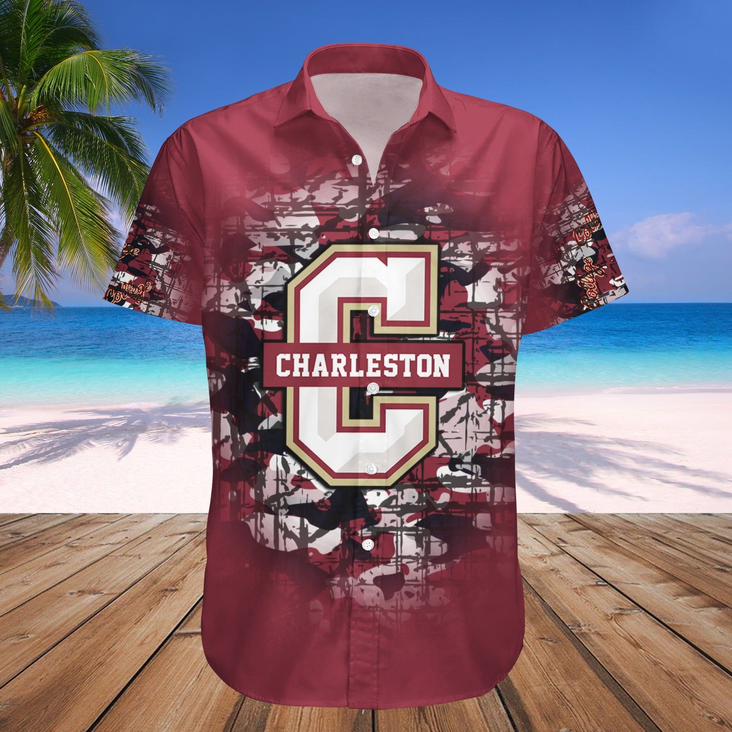 College Of Charleston Cougars Hawaii Shirt Camouflage Vintage – NCAA