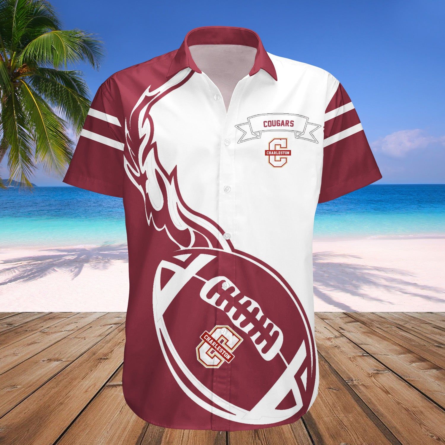 College Of Charleston Cougars Hawaii Shirt Flame Ball – NCAA