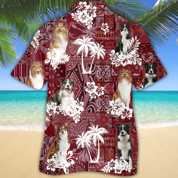 Collie Red Trendy Hawaiian Shirt, Gift For Dog Lover Shirts, Animal Summer Shirts, Trendy Hawaiian Shirt Men