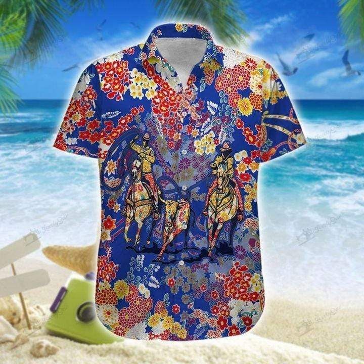 Color Roping With Flowers Hawaiian Shirt