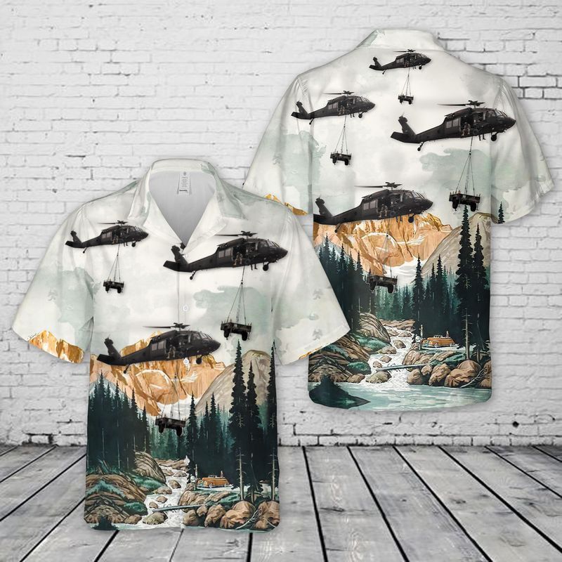 Colorado Army National Guard Uh-60 Black Hawk Helicopter, 2Nd Battalion 135Th Aviation Regiment Trendy Hawaiian Shirt
