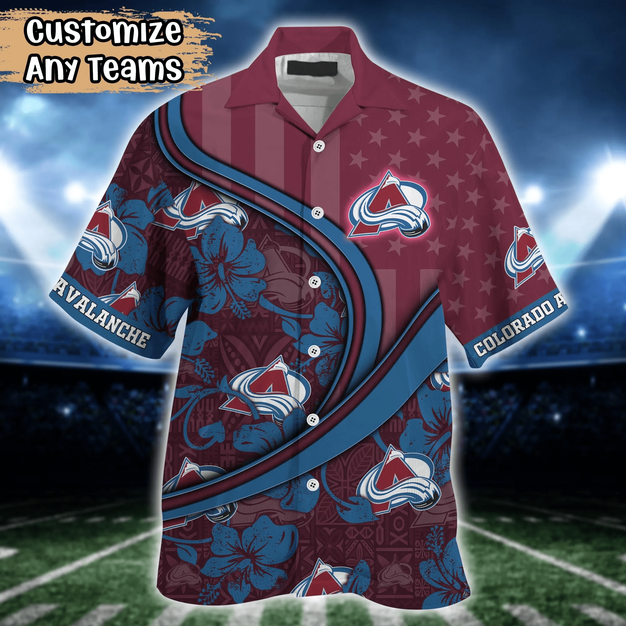 Colorado Avalanche NHL Us Flag Hawaiian Shirt Custom Summer Aloha Shirt