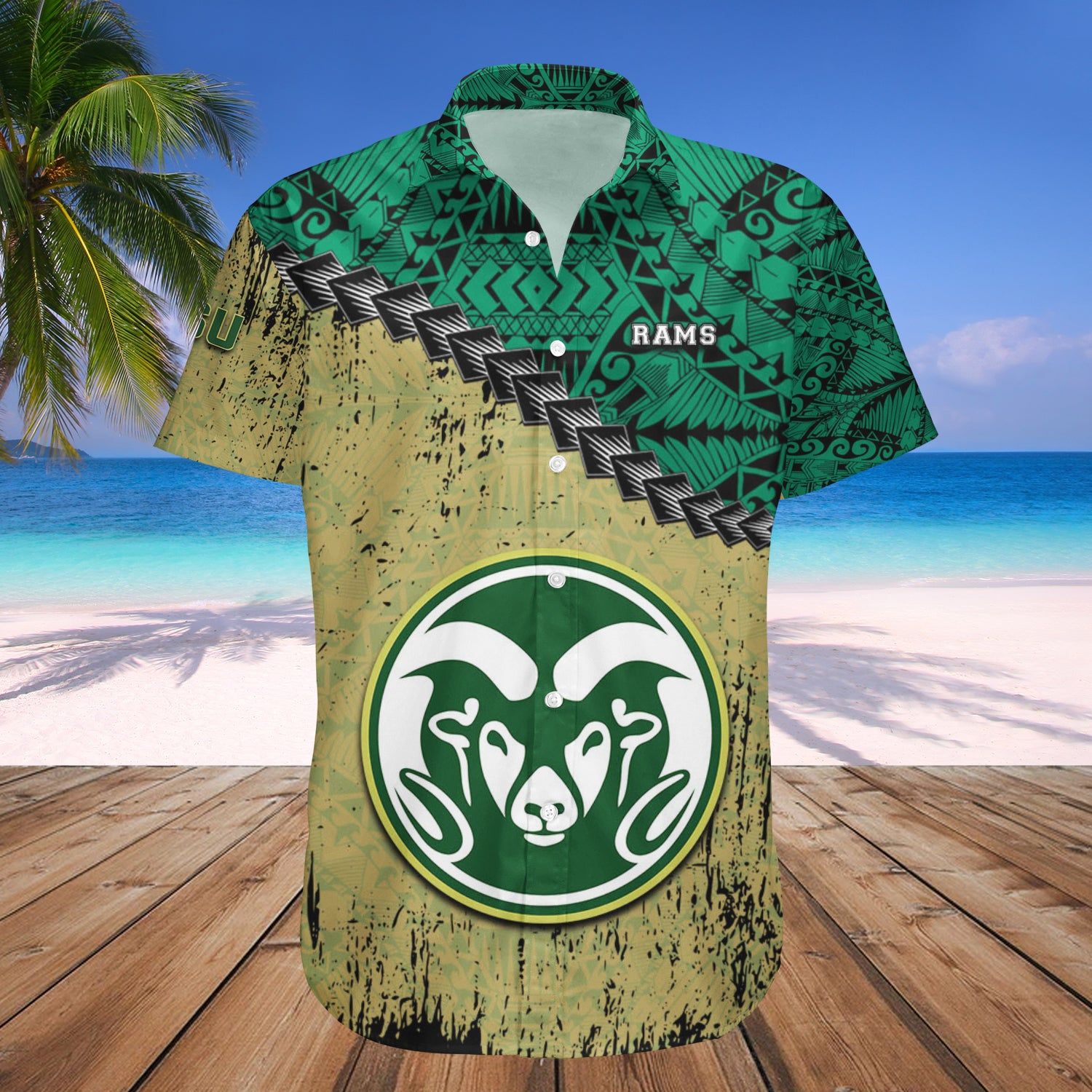 Colorado State Rams Hawaii Shirt Grunge Polynesian Tattoo – NCAA