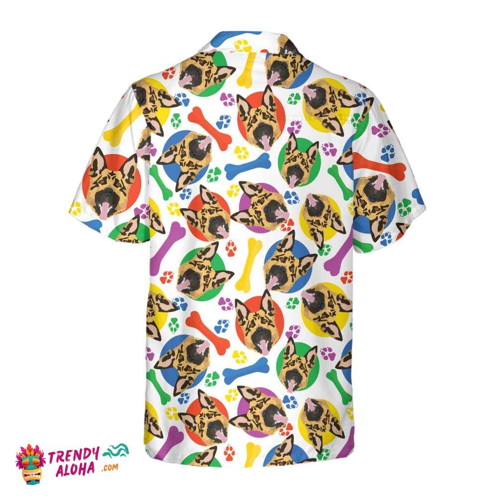 Colorful And Playful German Shepherd Hawaiian Shirt, Funny German Shepherd Shirt, German Shepherd Gift