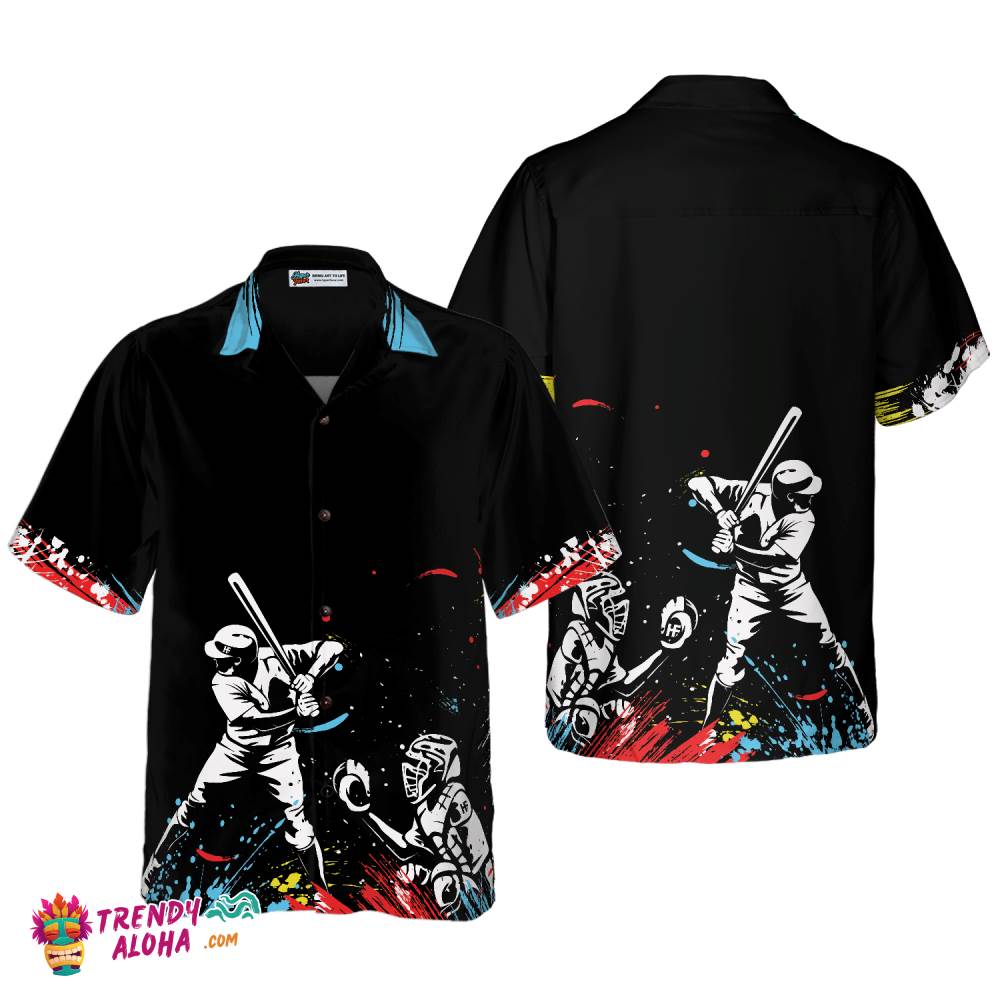 Colorful Baseball Dark Background Hawaiian Shirt