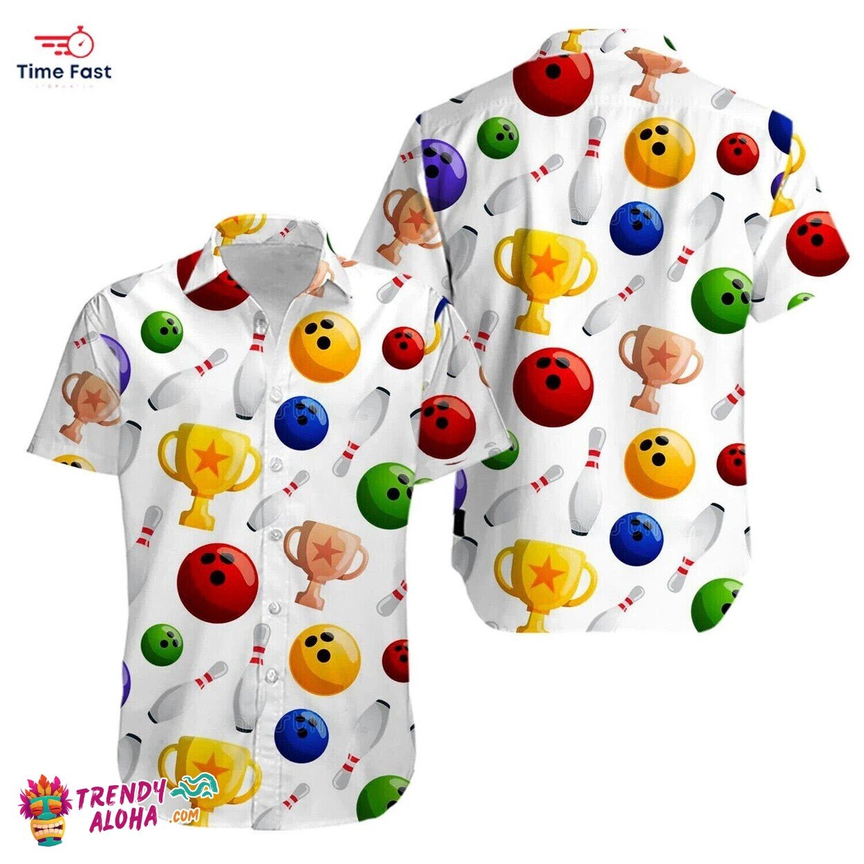 Colorful Bowling Hawaiian Shirts Beachwear Unisex S to 5XL Casual