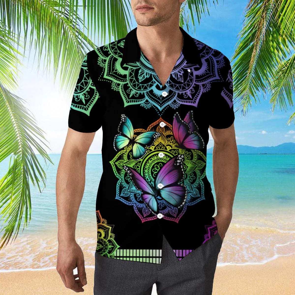 Colorful Butterfly Mandala Trendy Hawaiian Shirt