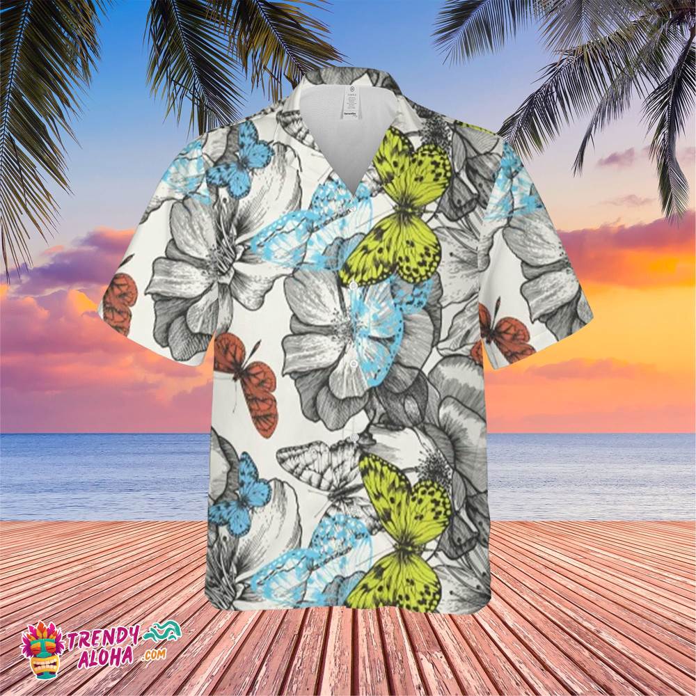Colorful Butterfly Trending Hawaiian Shirt, Summer Vacation Hawaiian Shirt