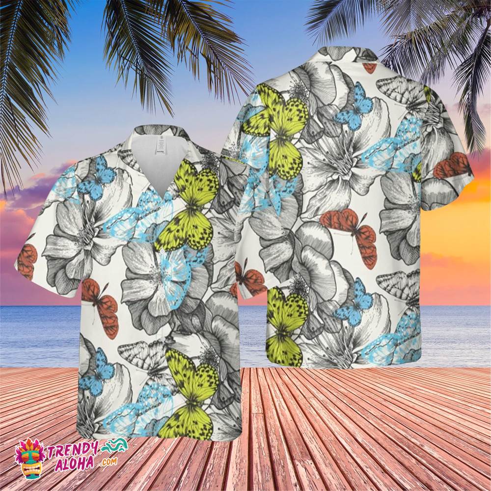 Colorful Butterfly Trending Hawaiian Shirt, Summer Vacation Hawaiian Shirt