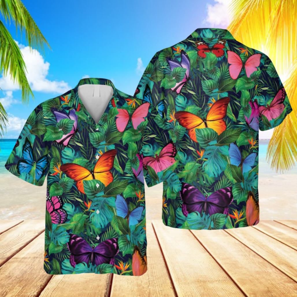 Colorful Butterfly Trendy Hawaiian Shirt, 3D T-Shirt