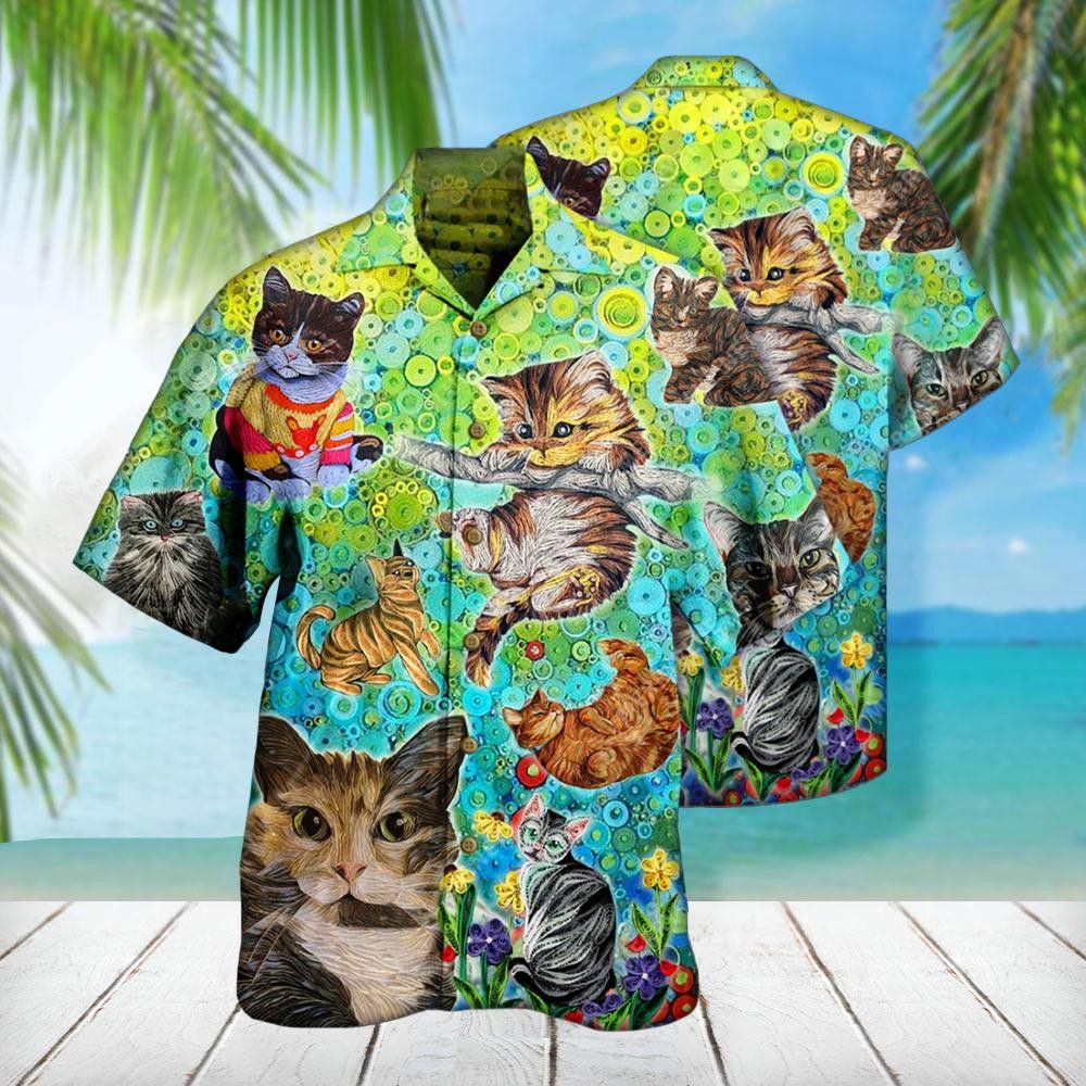 Colorful Cats Aloha Trendy Hawaiian Shirts For Men & For Women