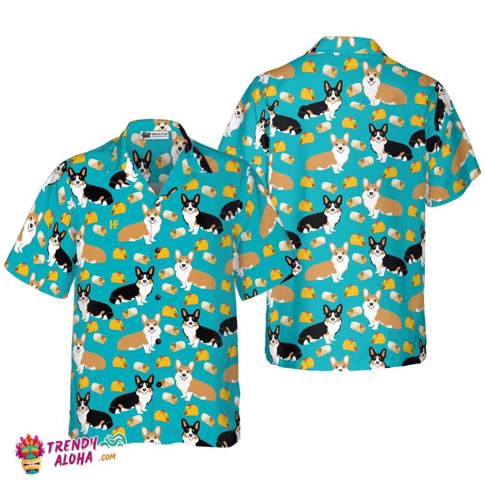 Colorful Corgi & Foods Hawaiian Shirt