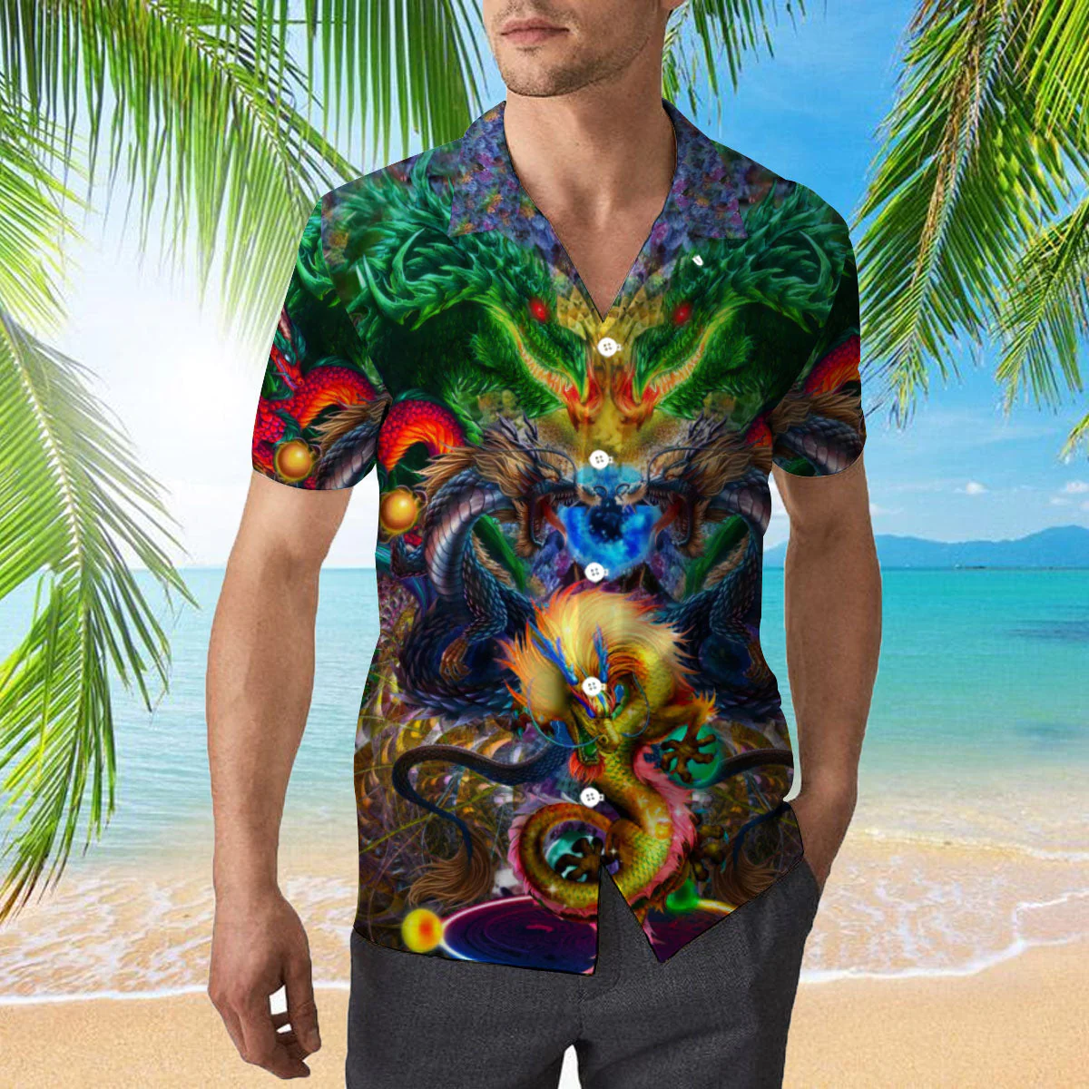 Colorful Dragon Armor Trendy Hawaiian Shirt  Aloha Shirt