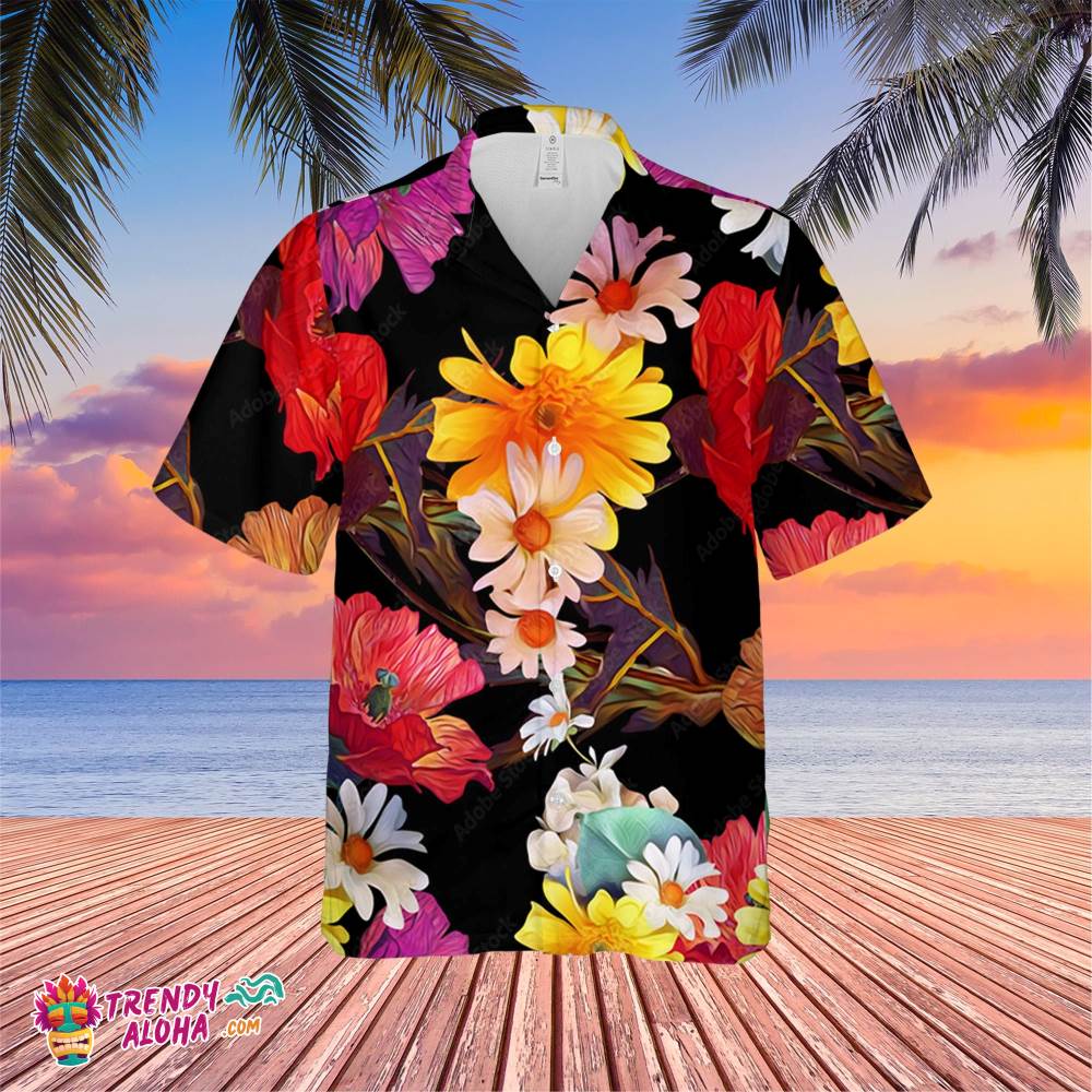 Colorful Flower Trending Hawaiian Shirt, Summer Vacation Hawaiian Shirt
