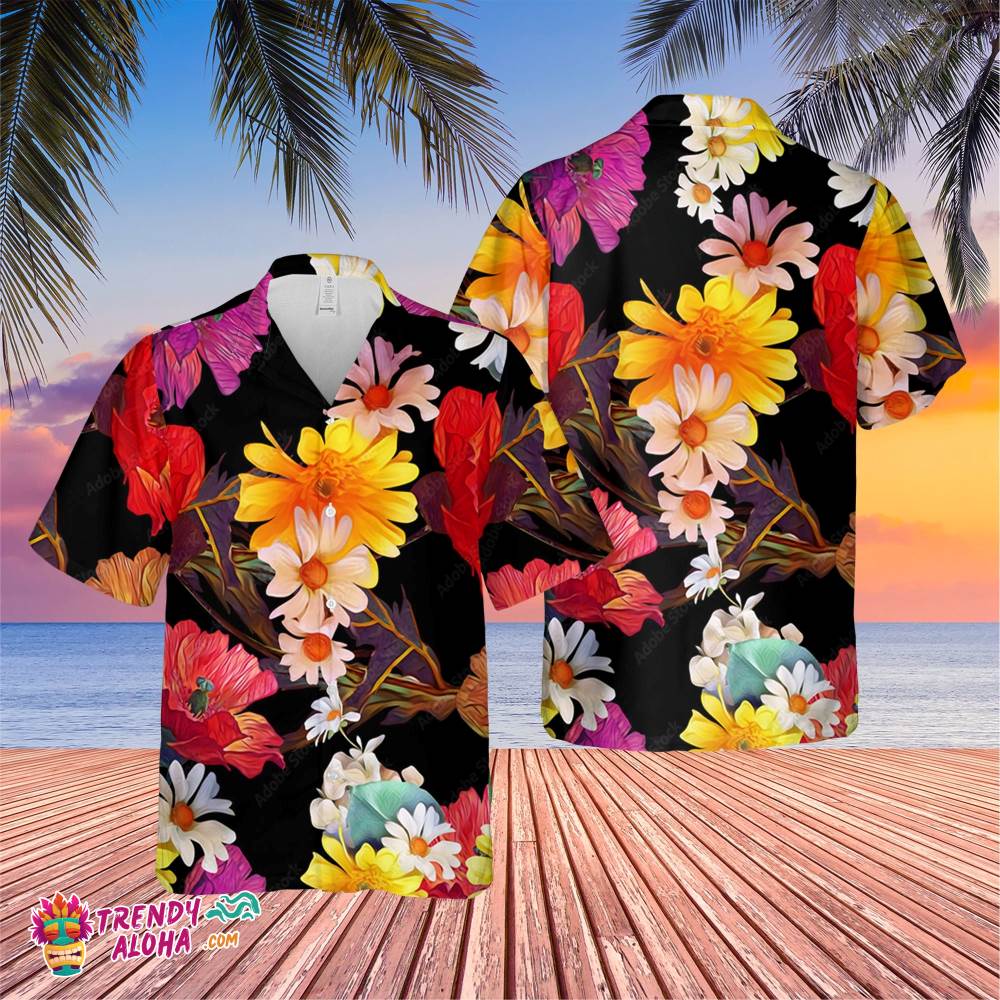 Colorful Flower Trending Hawaiian Shirt, Summer Vacation Hawaiian Shirt