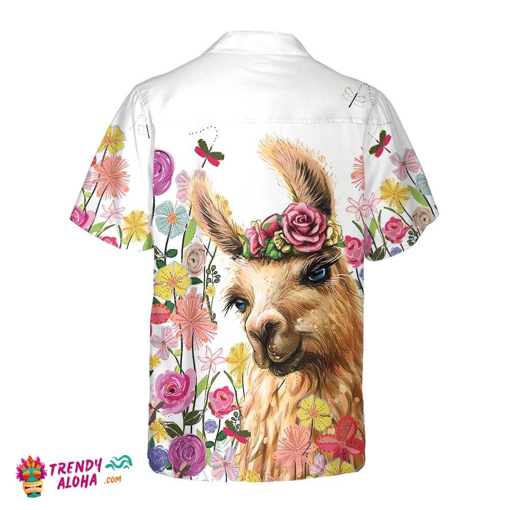 Colorful Flower With Alpaca Hawaiian Shirt, Floral Alpaca Shirt, Funny Alpaca Print Shirt For Men & Women