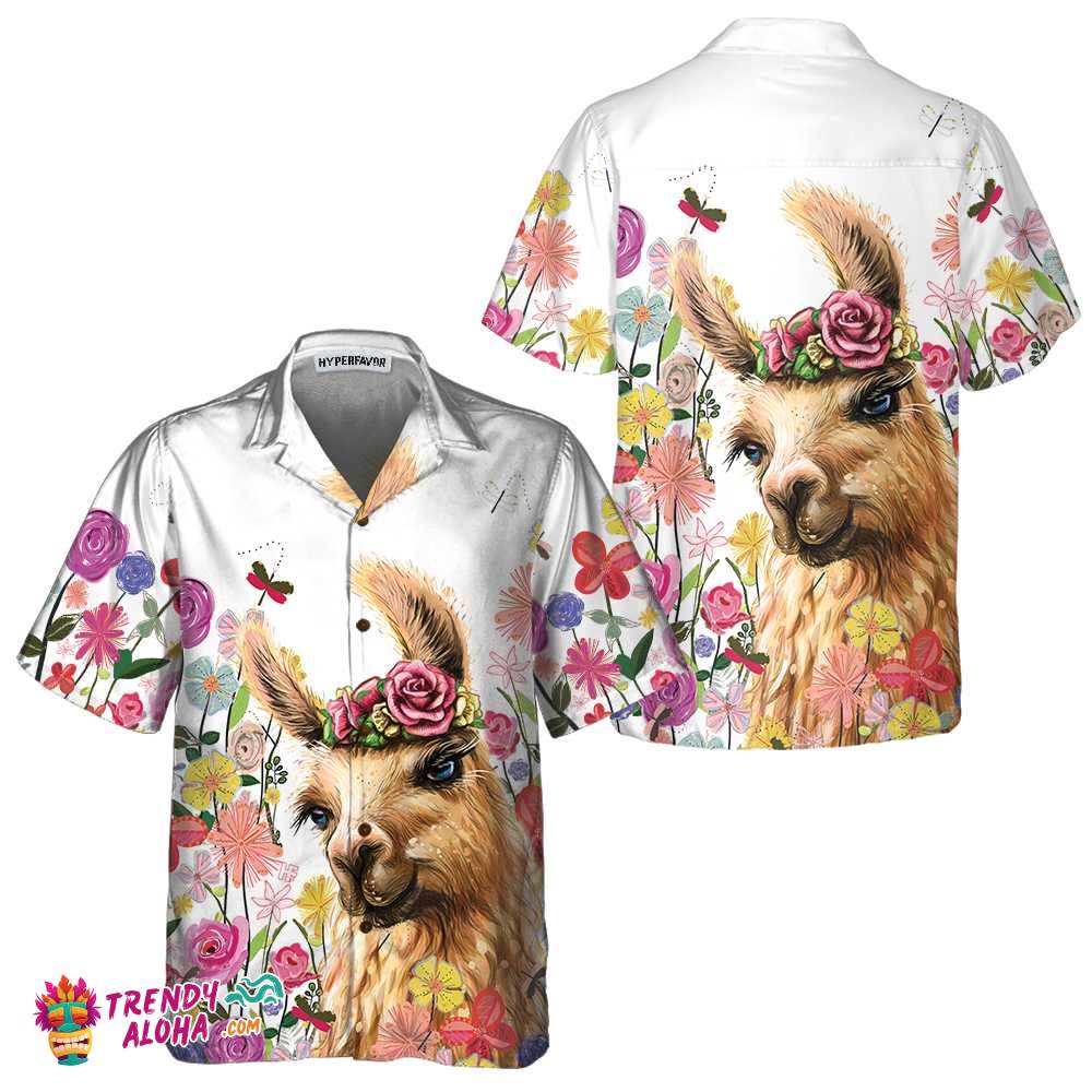 Colorful Flower With Alpaca Hawaiian Shirt, Floral Alpaca Shirt, Funny Alpaca Print Shirt For Men & Women Colorful Flower With Alpaca Hawaiian Shirt, Floral Alpaca Shirt, Funny Alpaca Print Shirt For Men & Women