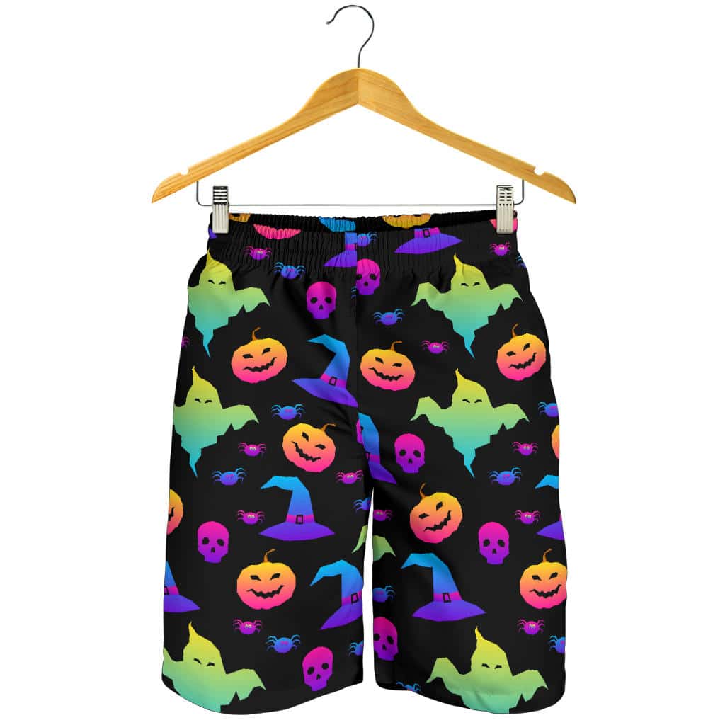 Colorful Halloween Background For Men Women Kid Shorts