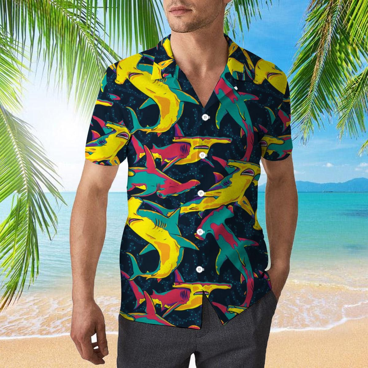 Colorful Hammerhead Shark Trendy Hawaiian Shirt