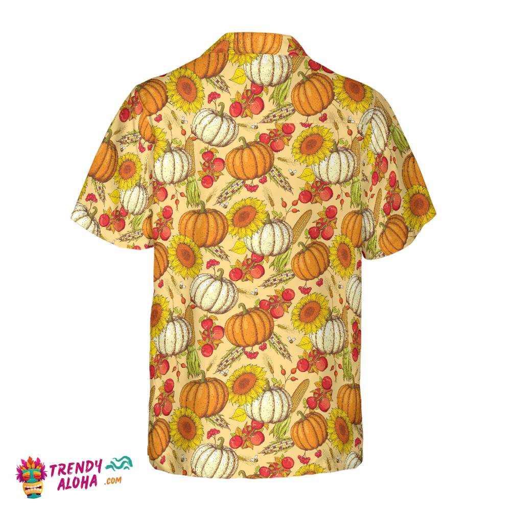 Colorful Hand Drawn Thanksgiving Pattern Hawaiian Shirt