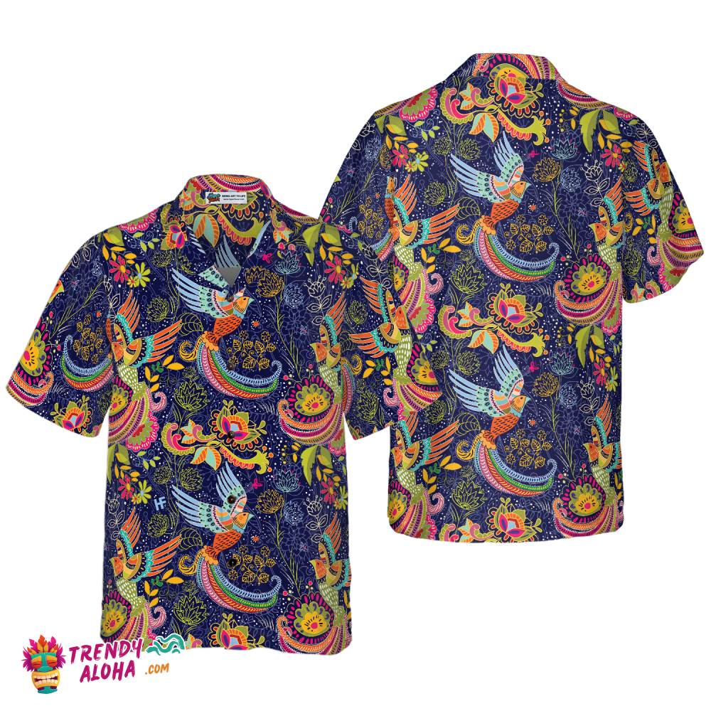 Colorful Hummingbird Mandala Hawaiian Shirt