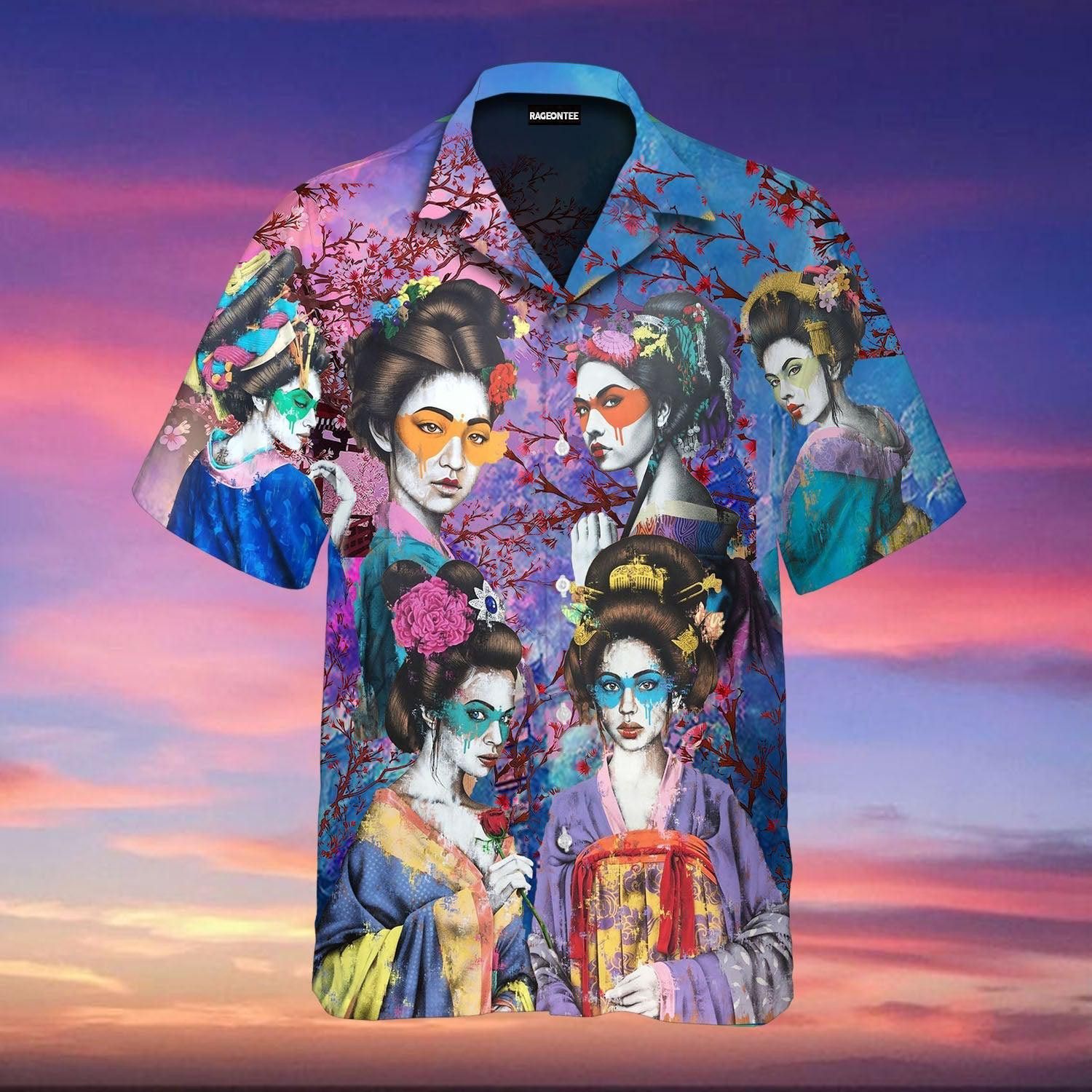 Colorful Japanese Womens Beauty Hawaiian Shirt