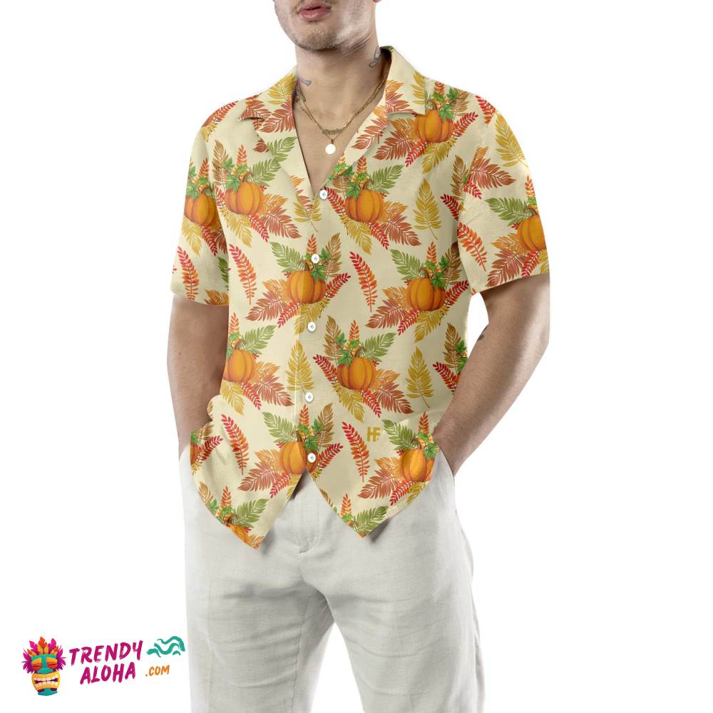 Colorful Leaves And Pumpkin Thanksgiving Hawaiian Shirt, Autumn Vibe Thanksgiving Shirt, Best Thanksgiving Gift