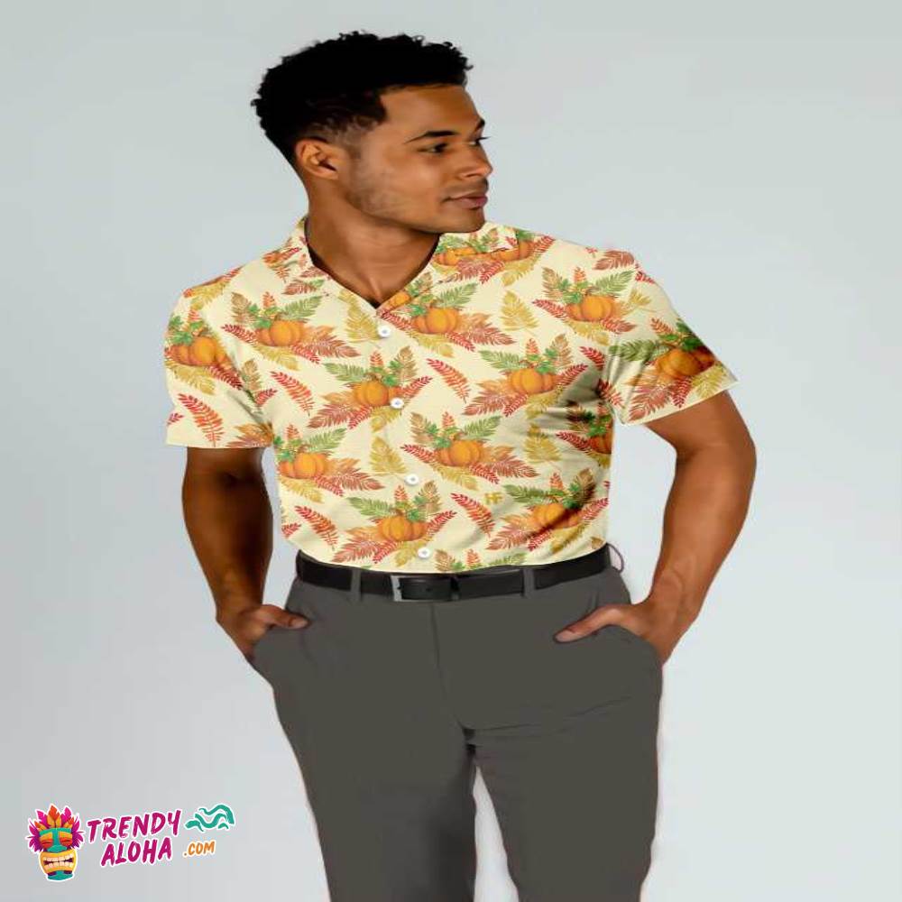 Colorful Leaves And Pumpkin Thanksgiving Hawaiian Shirt, Autumn Vibe Thanksgiving Shirt, Best Thanksgiving Gift Colorful Leaves And Pumpkin Thanksgiving Hawaiian Shirt, Autumn Vibe Thanksgiving Shirt, Best Thanksgiving Gift
