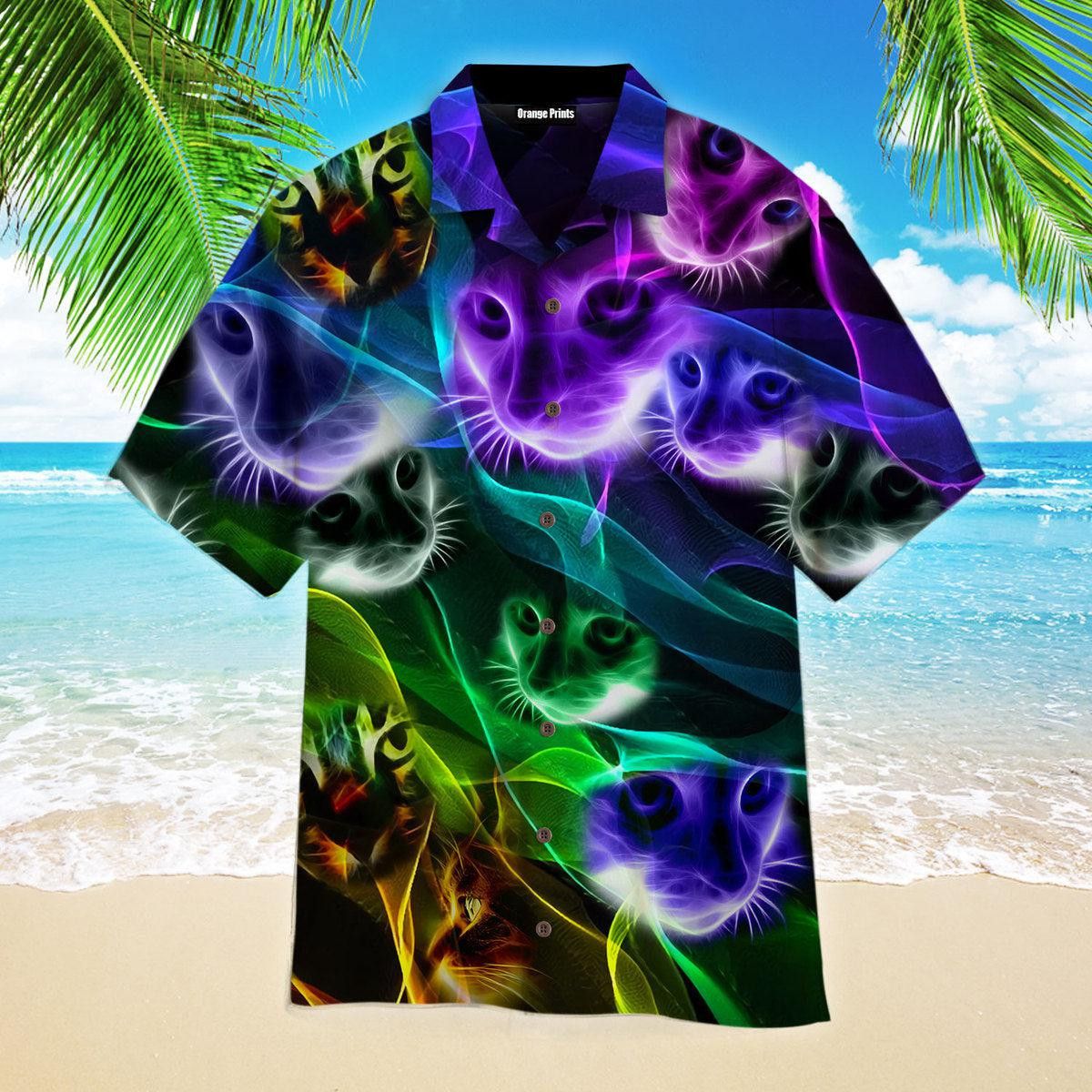 Colorful Light Cat Trendy Hawaiian Shirt