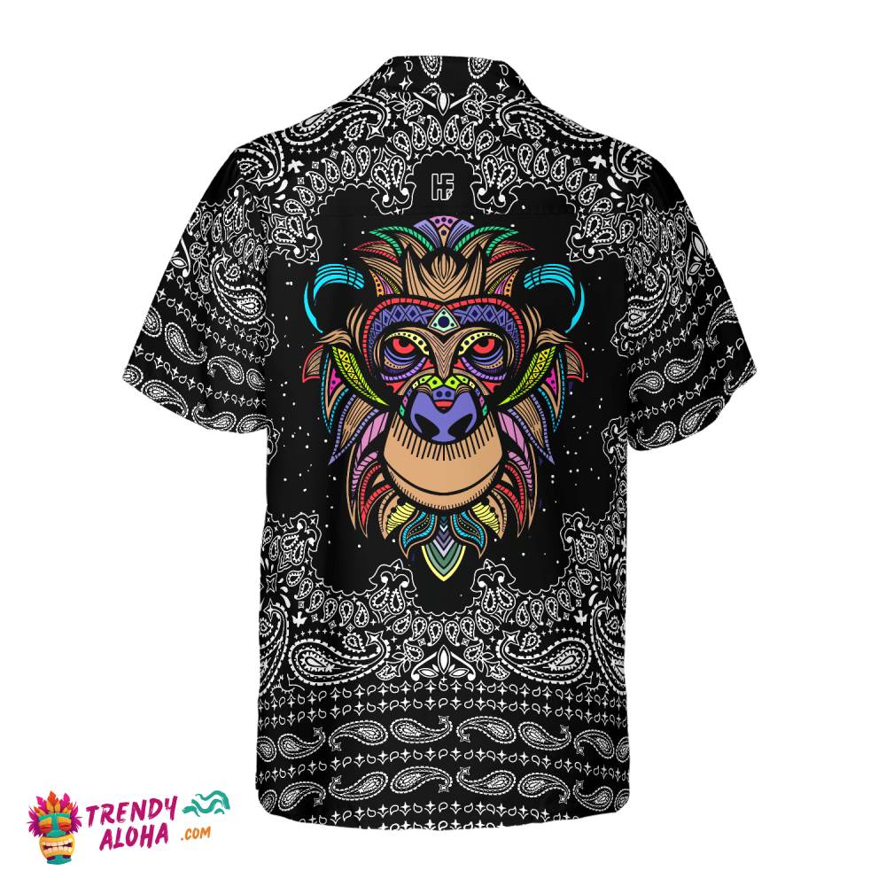 Colorful Monkey With Paisley Pattern Shirt For Men Hawaiian Shirt