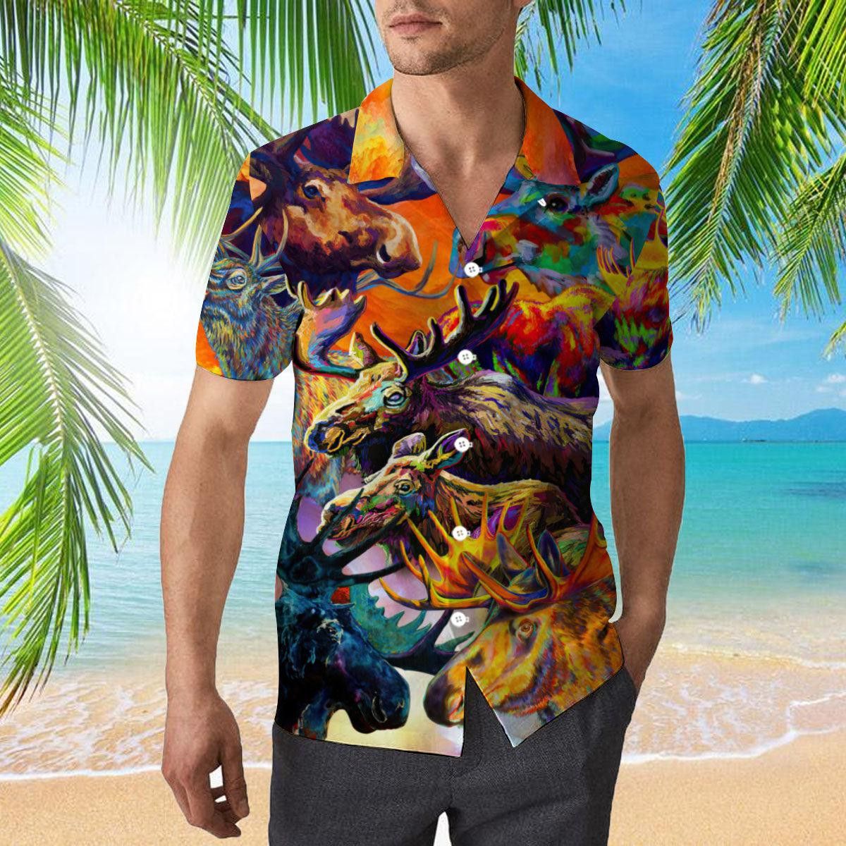Colorful Moose Jungle Trendy Hawaiian Shirt