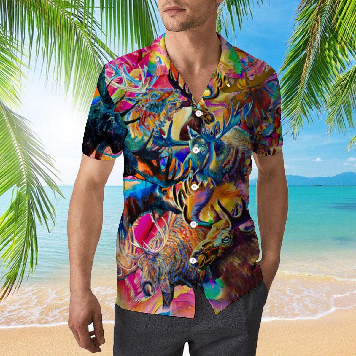 Colorful Moose Jungle Trendy Hawaiian Shirt