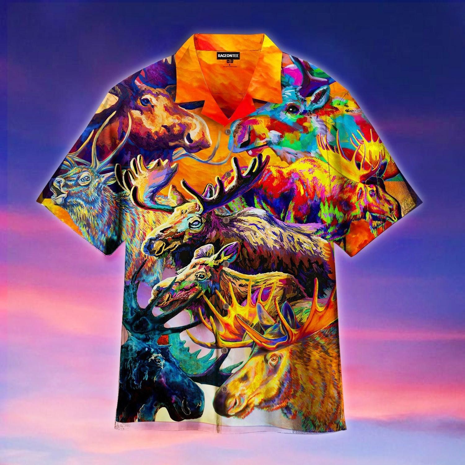 Colorful Moose Jungle Trendy Hawaiian Shirt