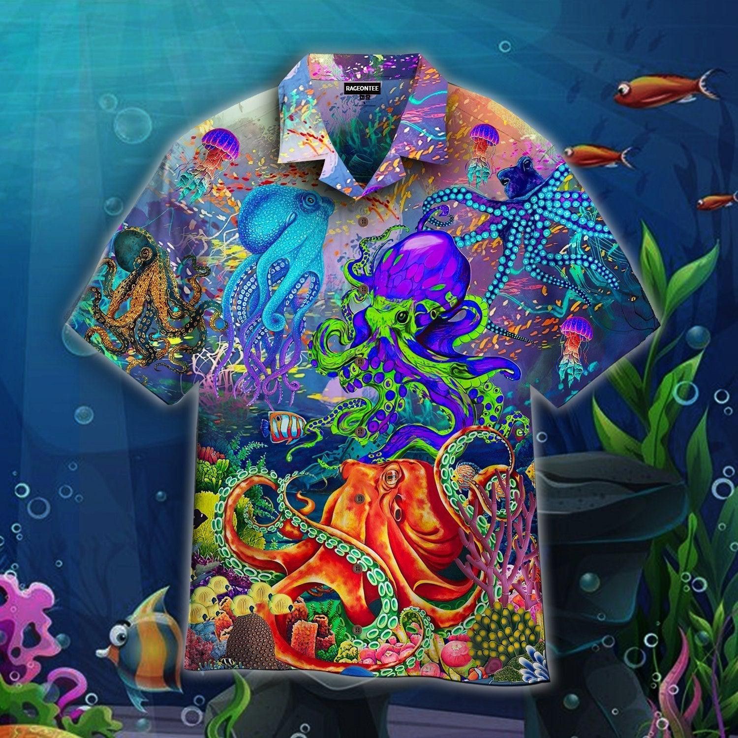 Colorful Octopus In Undersea World Hawaiian Shirt