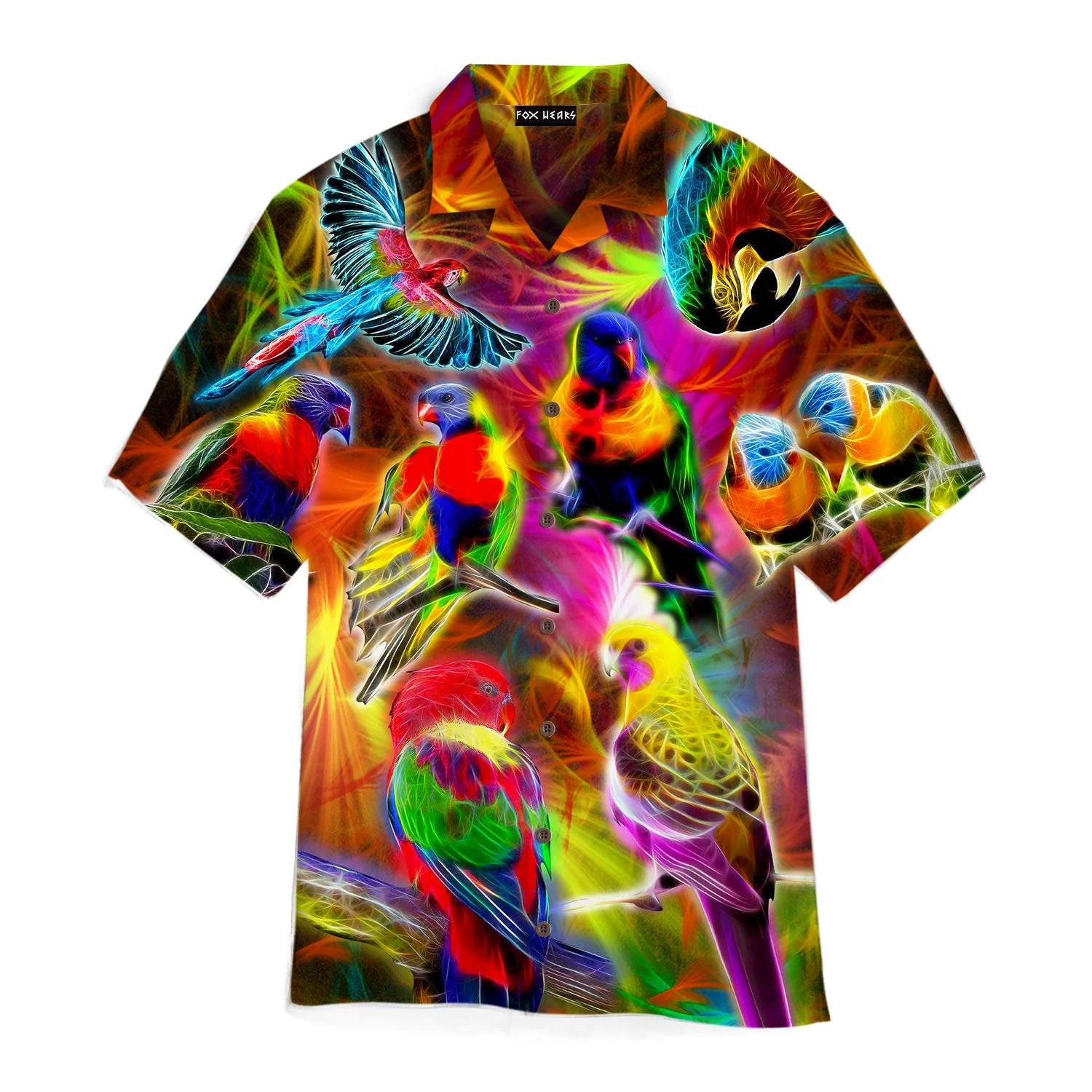 Colorful Parrots Neon Hawaiian Shirt Aloha Shirt