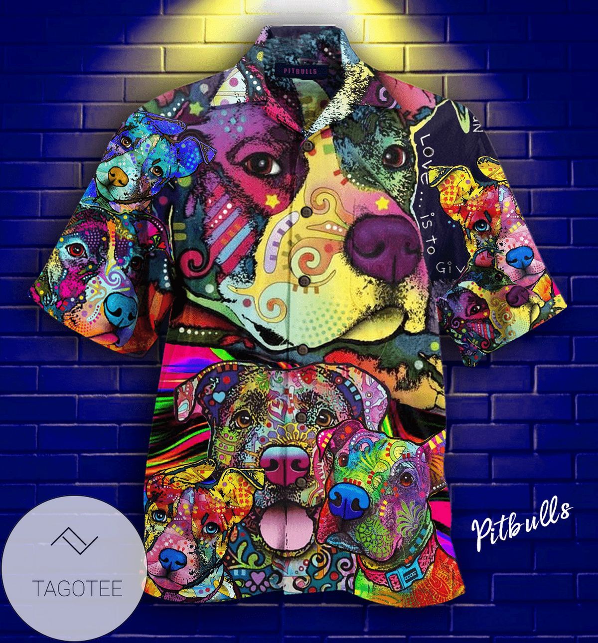 Colorful Pit Bull Charm Showcased Unisex Hawaiian Shirt