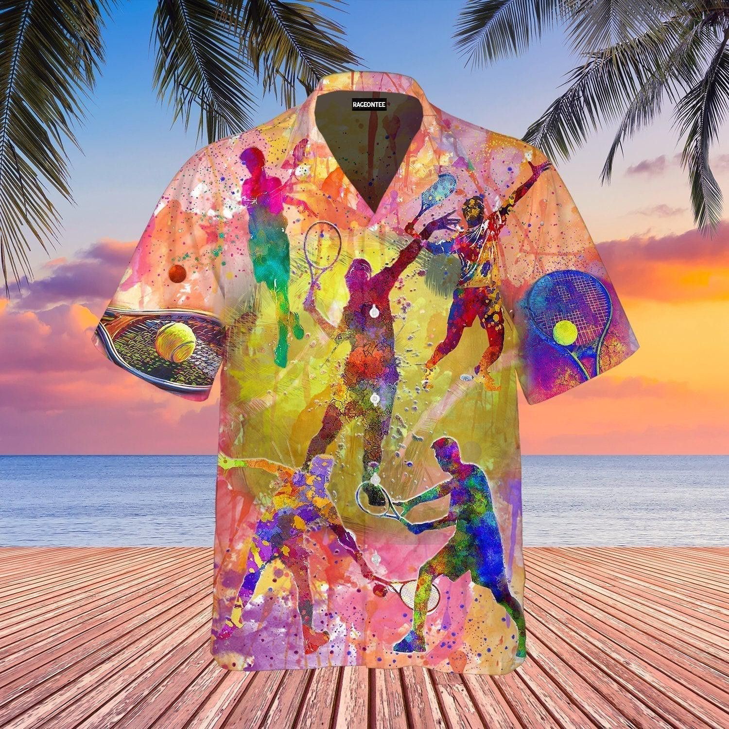 Colorful Playing Tennis Man Hawaiian Shirt For