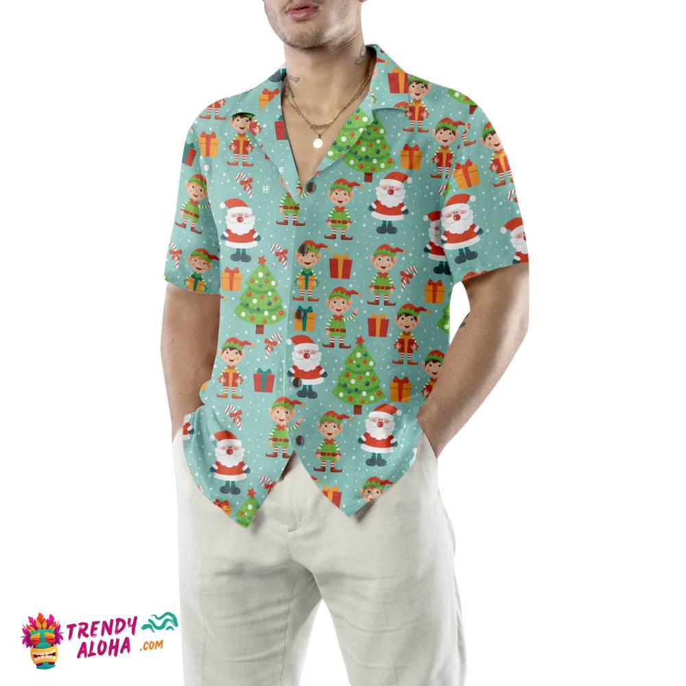 Colorful Santa Helper Pattern Hawaiian Shirt, Funny Christmas Shirt, Best Christmas Gift Idea Colorful Santa Helper Pattern Hawaiian Shirt, Funny Christmas Shirt, Best Christmas Gift Idea
