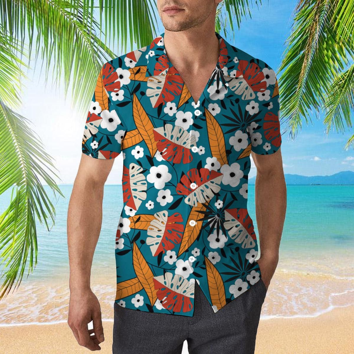 Colorful Tropical Floral Pattern Trendy Hawaiian Shirt