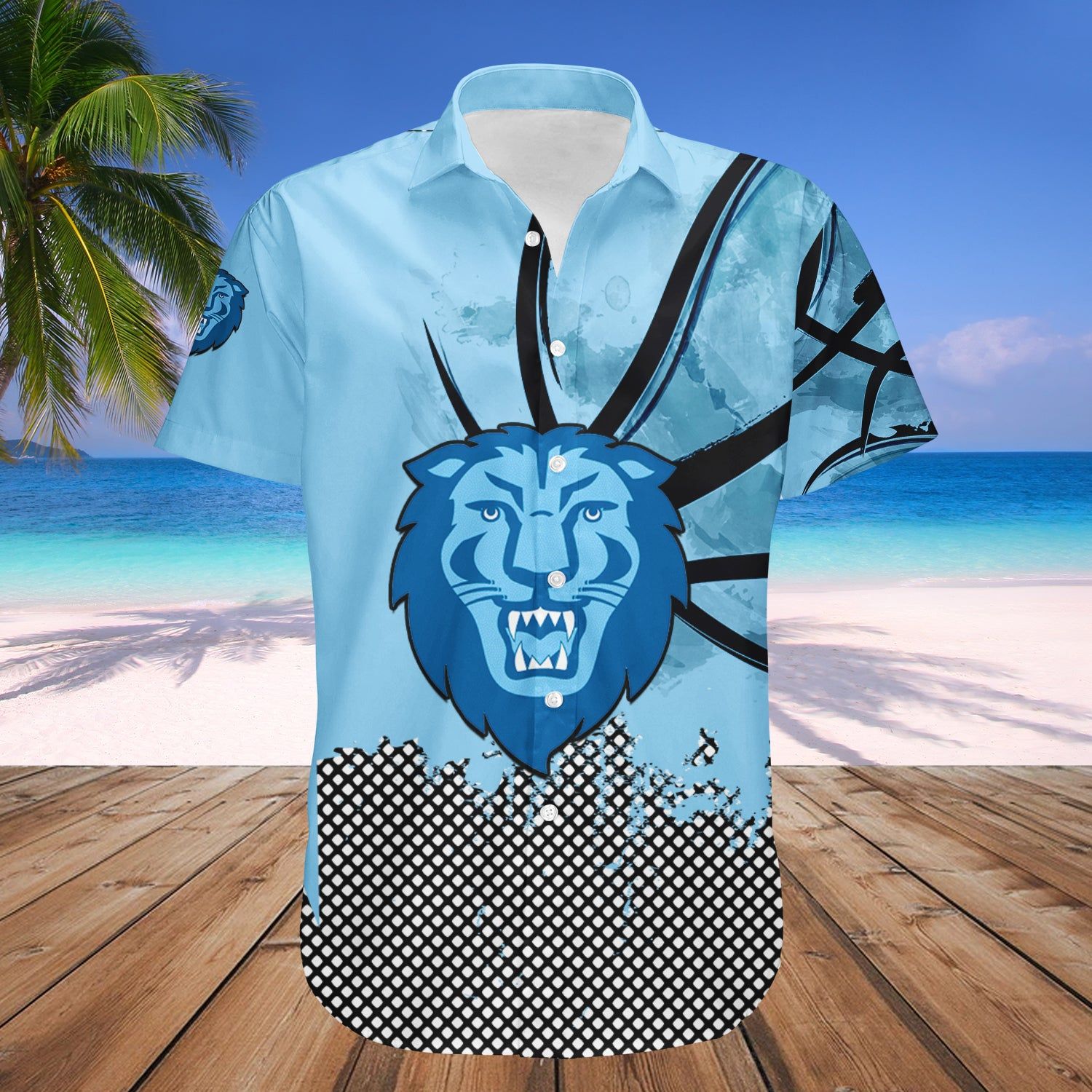 Columbia Lions Hawaii Shirt Basketball Net Grunge Pattern – NCAA