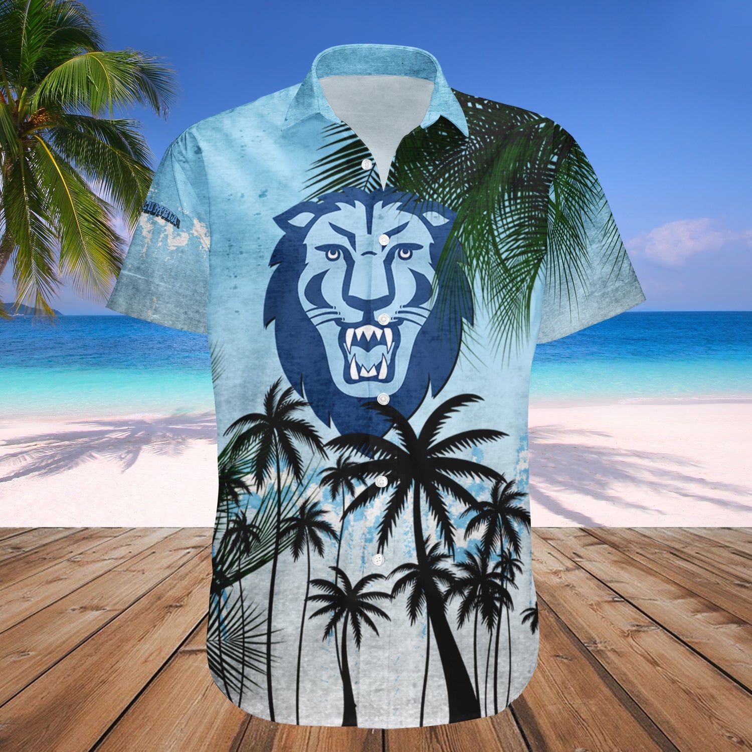 Columbia Lions Hawaii Shirt Coconut Tree Tropical Grunge – NCAA