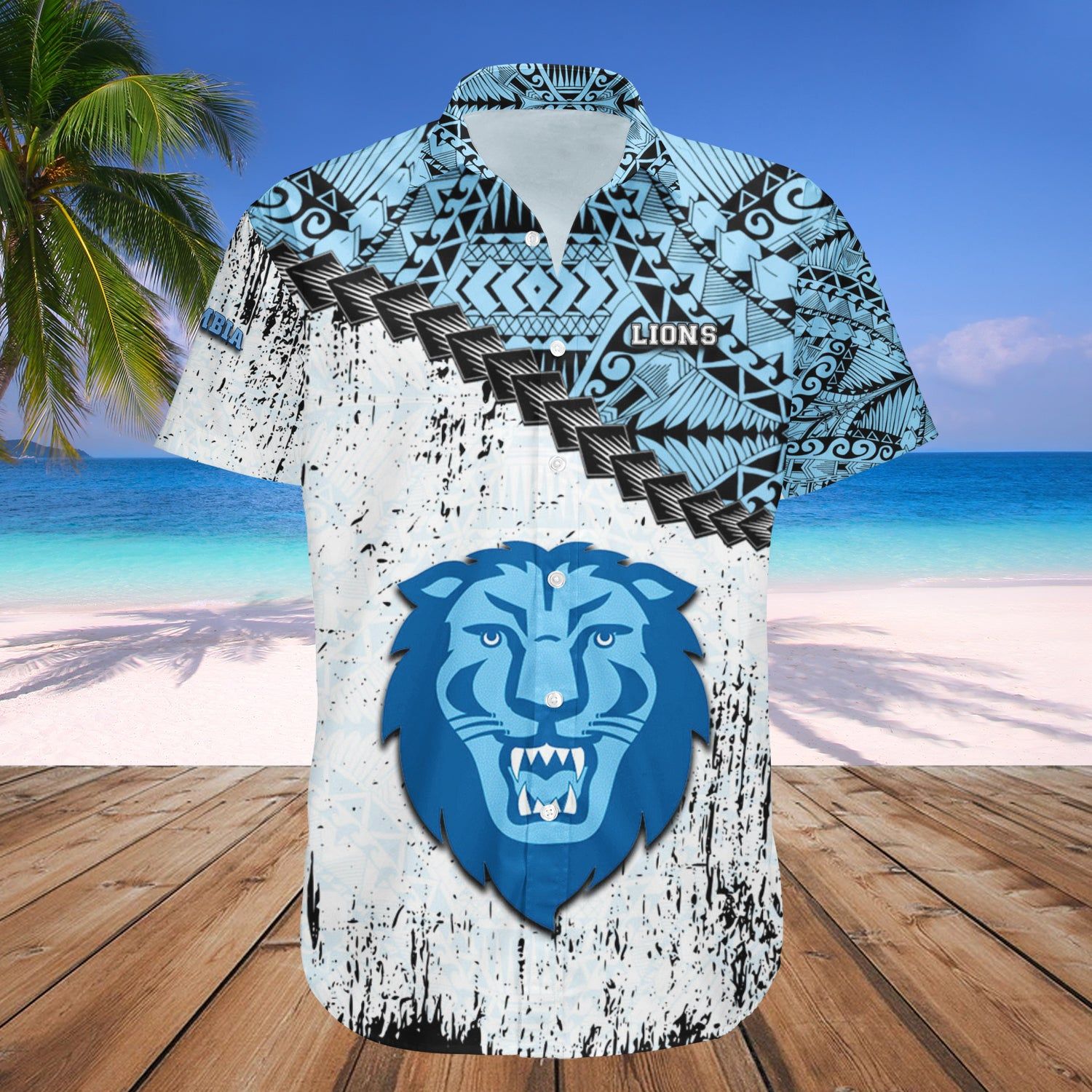 Columbia Lions Hawaii Shirt Grunge Polynesian Tattoo – NCAA