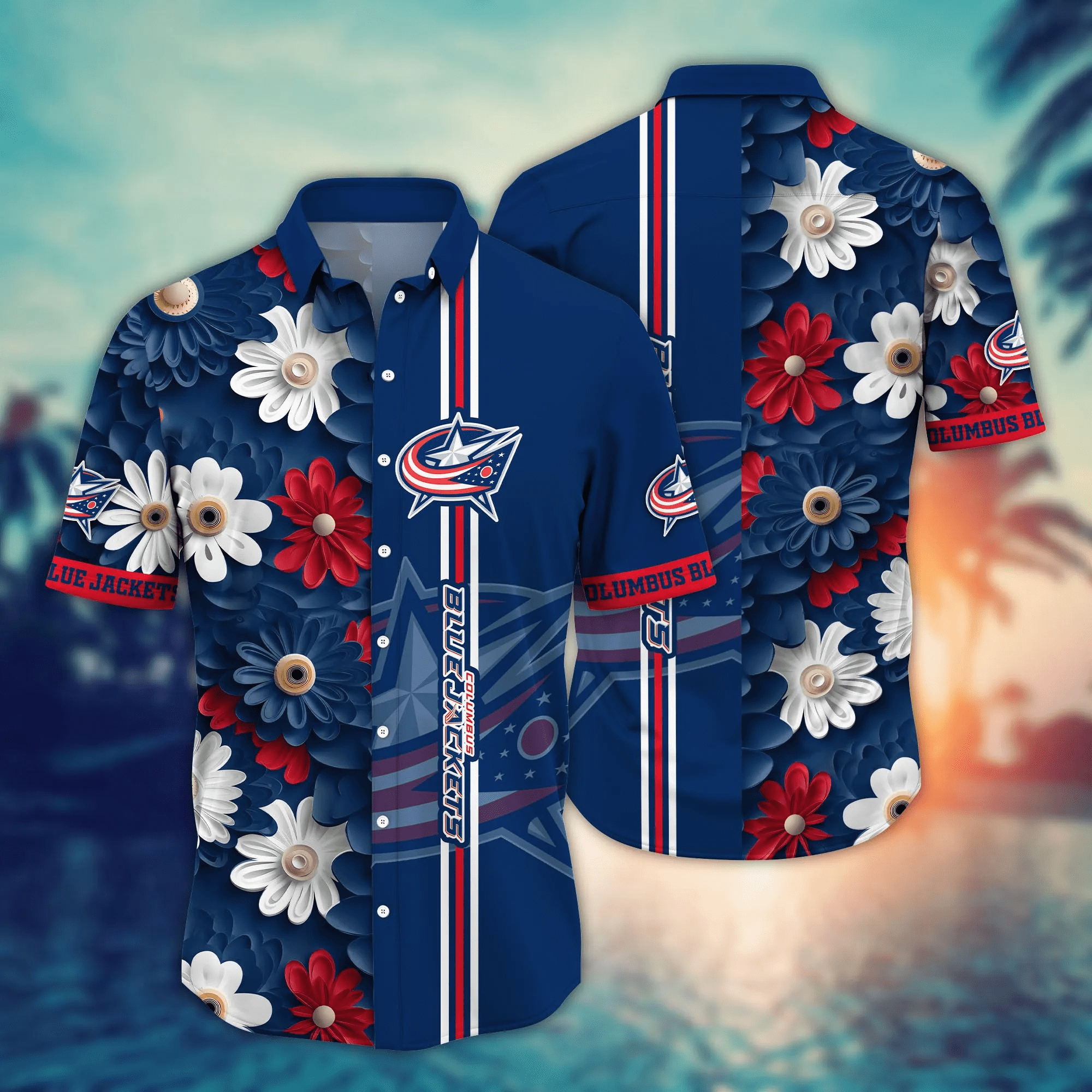 Columbus Blue Jackets NHL Hawaiian Shirt Picnics Aloha Shirt