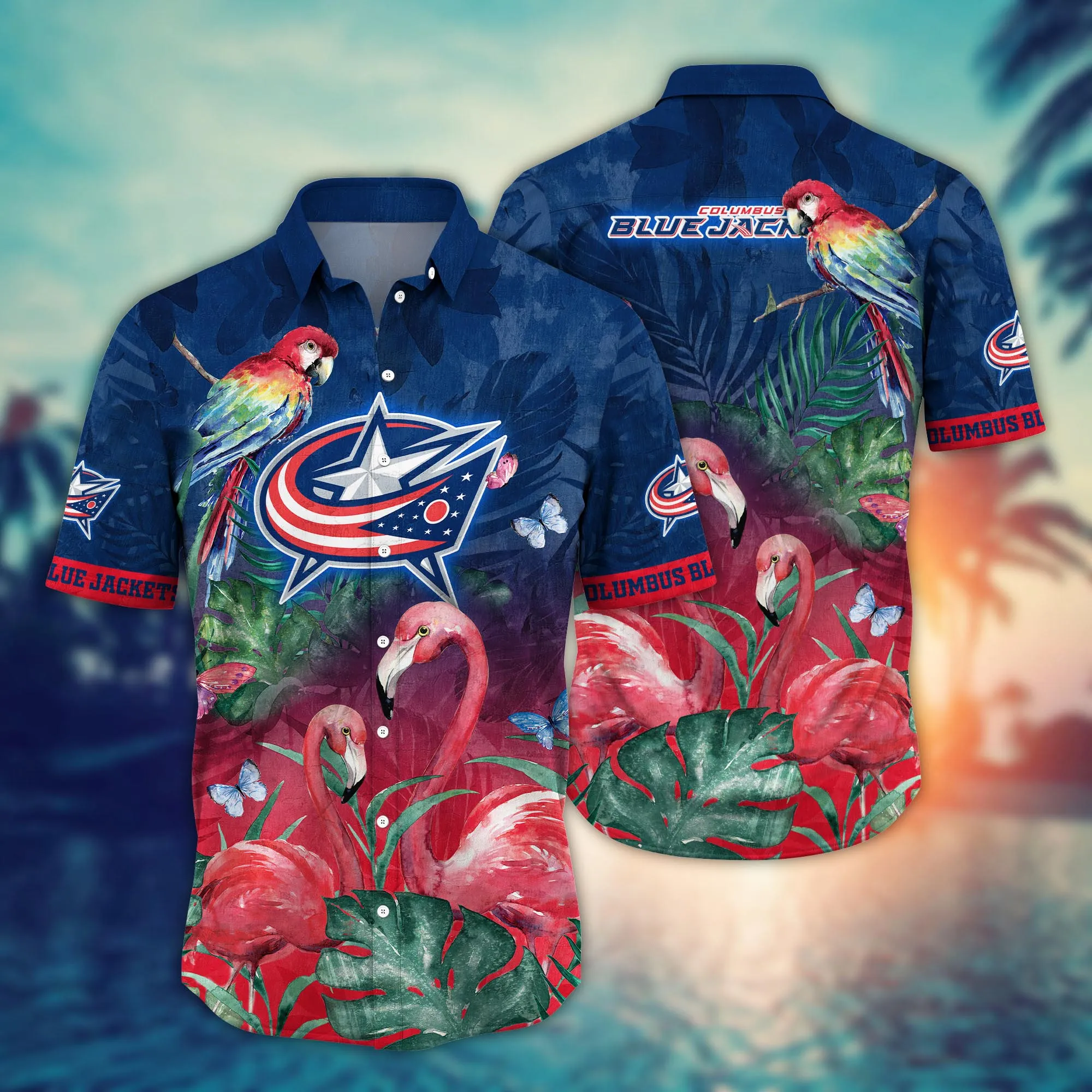 Columbus Blue Jackets NHL Hawaiian Shirt Sun-Soaked Aloha Shirt
