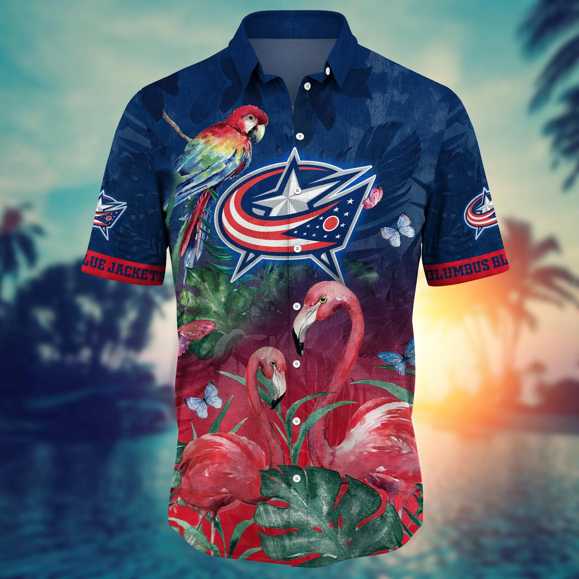 Columbus Blue Jackets NHL Hawaiian Shirt Sun-Soaked Aloha Shirt