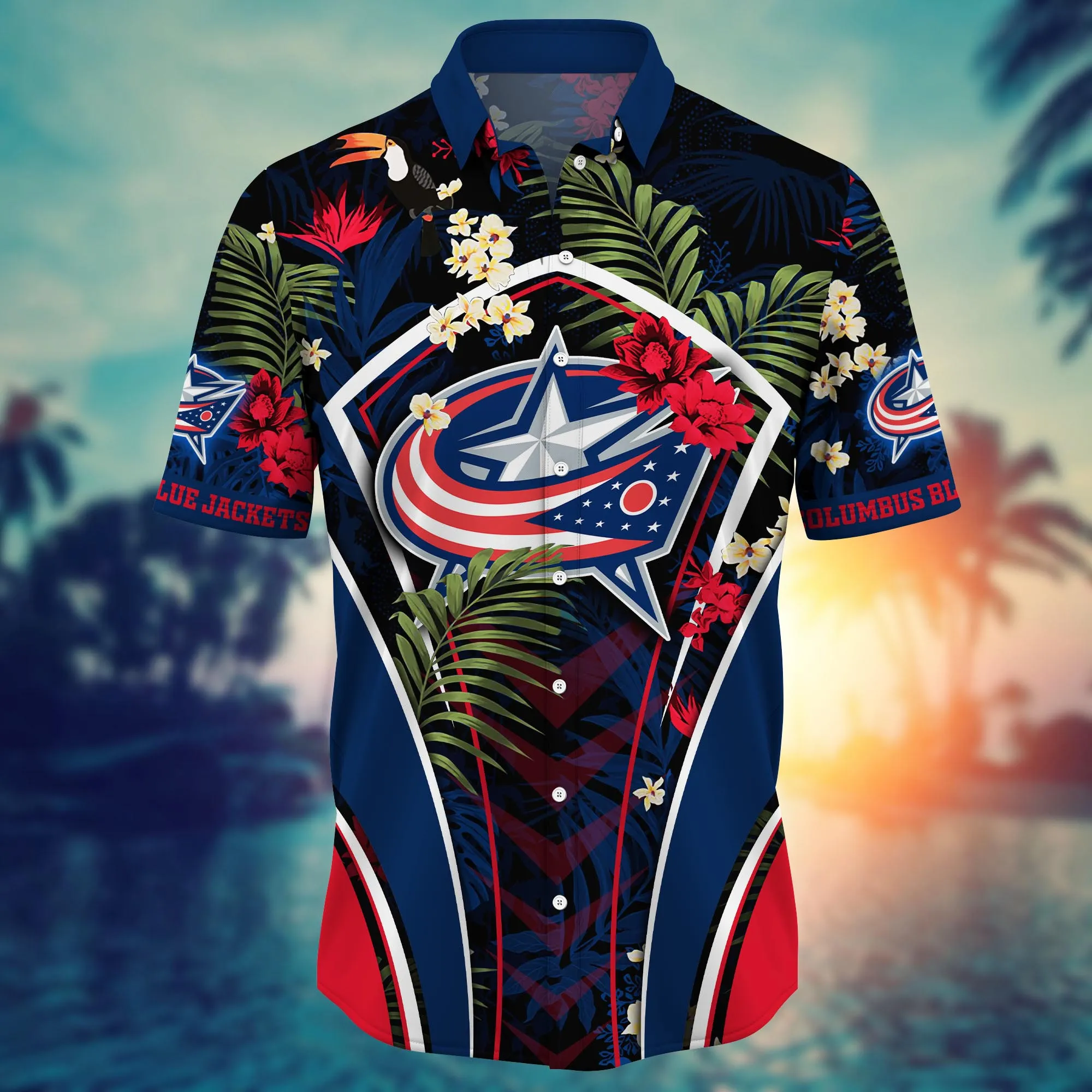 Columbus Blue Jackets NHL Hawaiian Shirt Sunshine Cup Tie Shirts