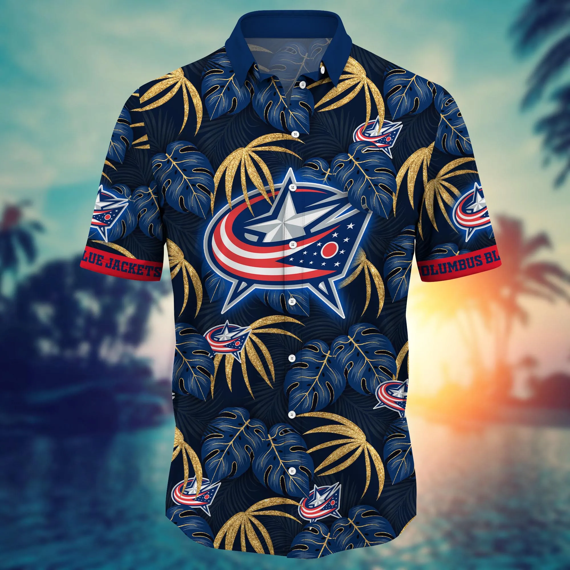Columbus Blue Jackets NHL Hawaiian Shirt Tan Lines Aloha Shirt